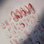 Nine-Tailed Fox Red Flower Nail Art Stickers
