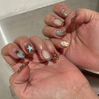 Short Red Star Almond Press-On Nails
