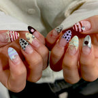 Short Red Star Almond Press-On Nails