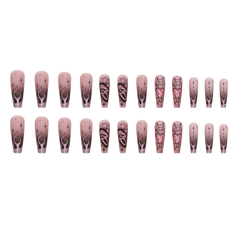 Glitter Pink Halloween Skull Ballet Press-On Nails
