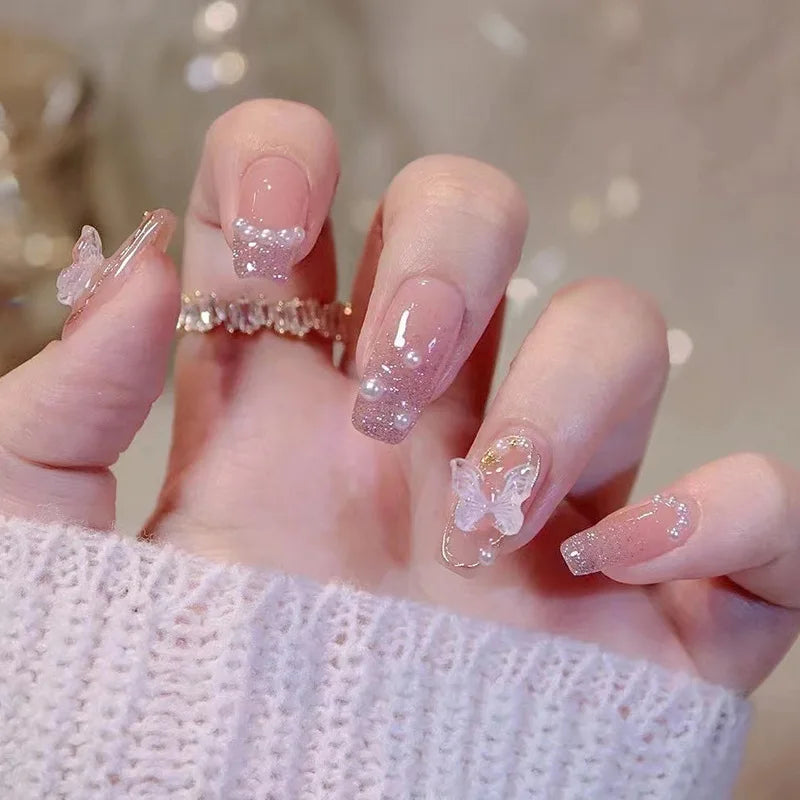 Cat Eye Leopard Ballet Press-On Nails with Rhinestones