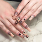 Glitter Pink Halloween Skull Ballet Press-On Nails