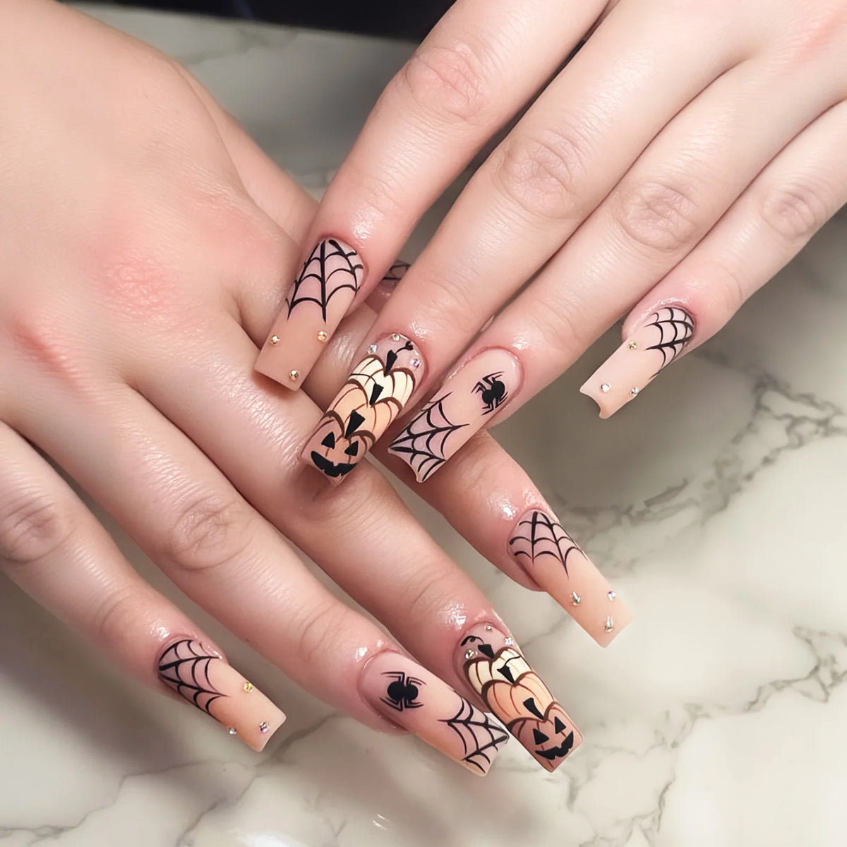 Glitter Pink Halloween Skull Ballet Press-On Nails