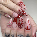Silver Spider Gothic Punk Almond Press-On Nails