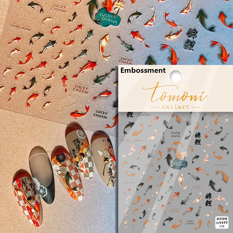 Lucky Koi Fish Nail Art Stickers - Summer Ocean Decals
