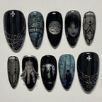 Dark Gothic Punk Short Almond Press-On Nails