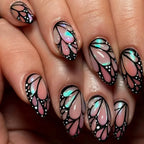 Amber Brown Almond Press-On Nails with Rhinestones & Pearls