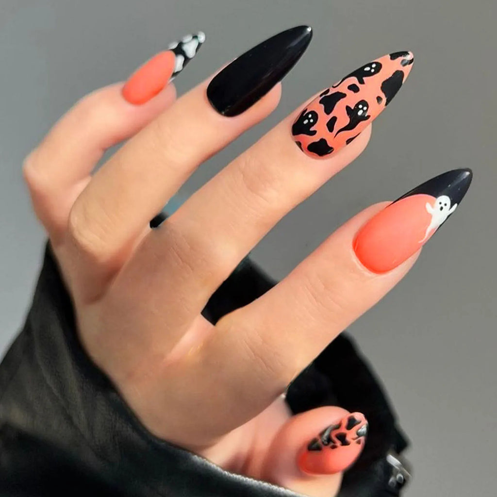 Glitter Pink Halloween Skull Ballet Press-On Nails