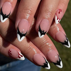 Halloween Blood French Almond Press-On Nails with Spider Web