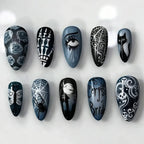 Silver Spider Gothic Punk Almond Press-On Nails