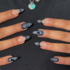 Halloween Blood French Almond Press-On Nails with Spider Web