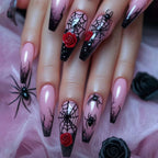 Silver Spider Gothic Punk Almond Press-On Nails