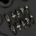 Obsidian Relic – Gothic Black 3D Press-On Nails