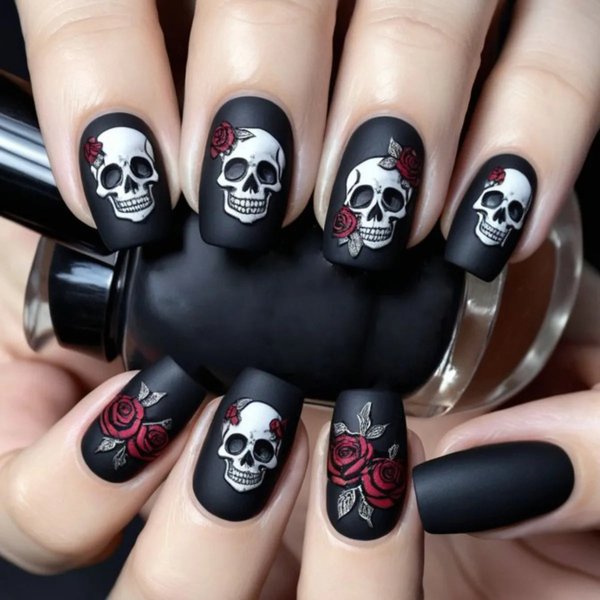 Black Gothic Halloween Coffin Press-On Nails