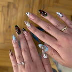 Short Red Star Almond Press-On Nails