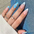 Amber Brown Almond Press-On Nails with Rhinestones & Pearls