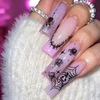 Glitter Pink Halloween Skull Ballet Press-On Nails
