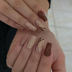 Cat Eye Leopard Ballet Press-On Nails with Rhinestones