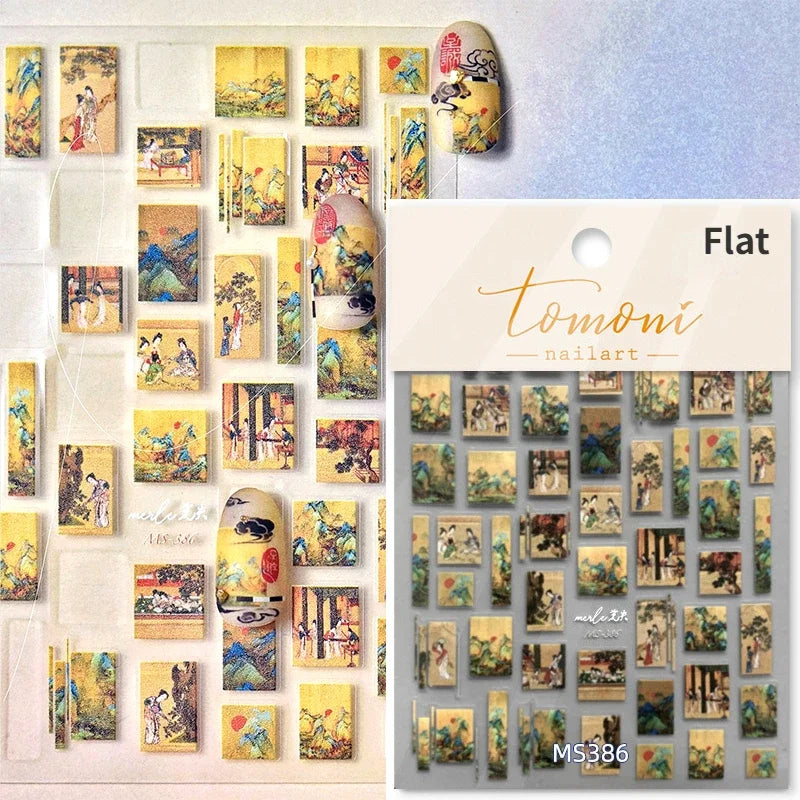 Nine-Tailed Fox Red Flower Nail Art Stickers