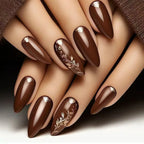 Short Green Smudge Almond Press-On Nails