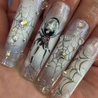 Glitter Pink Halloween Skull Ballet Press-On Nails