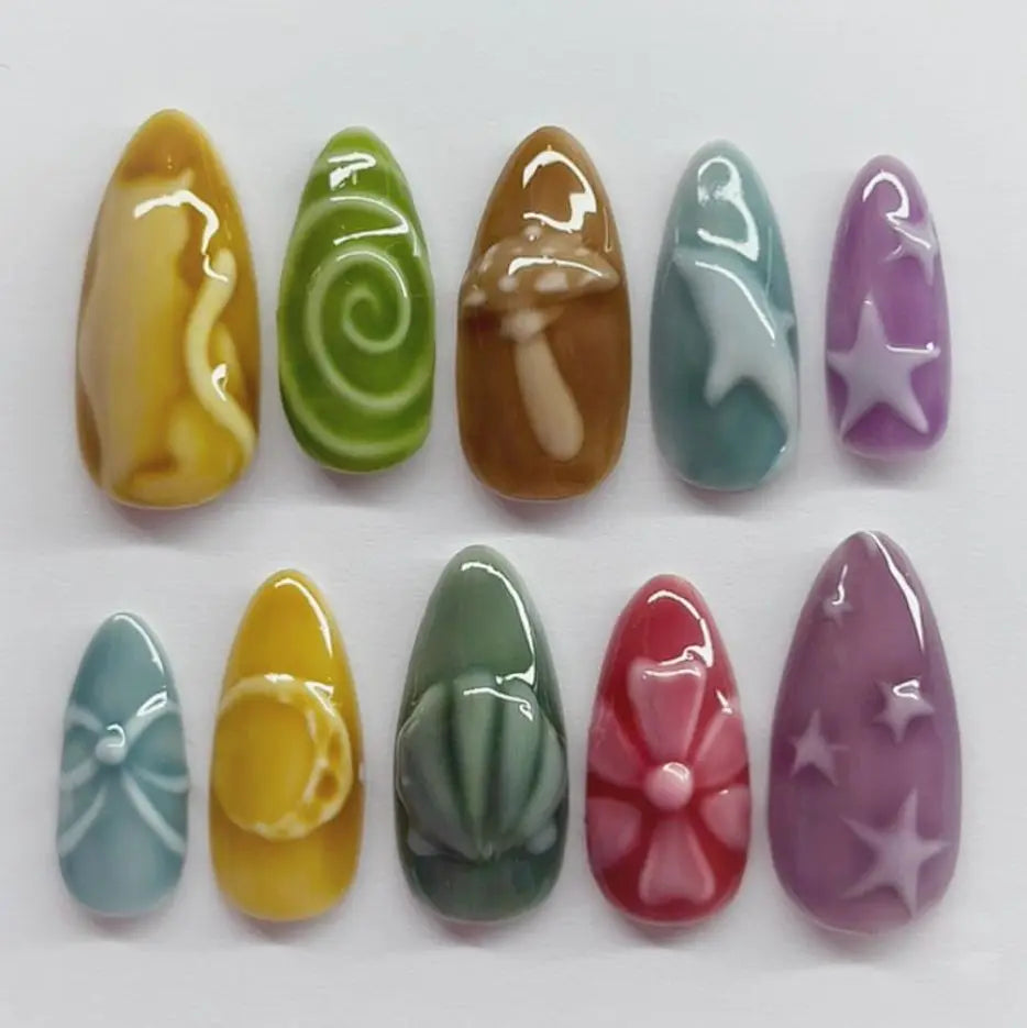 Dark Gothic Punk Short Almond Press-On Nails