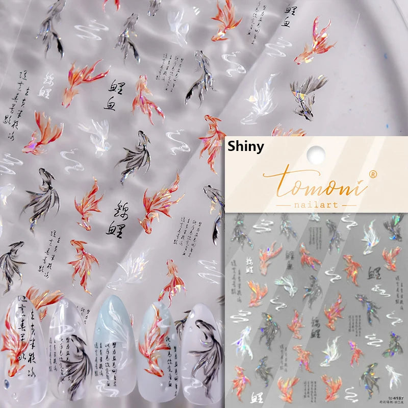 Lucky Koi Fish Nail Art Stickers - Summer Ocean Decals