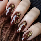 Short Green Smudge Almond Press-On Nails