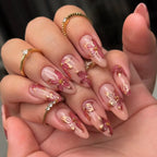 Long White French Stiletto Press-On Nails with Flowers