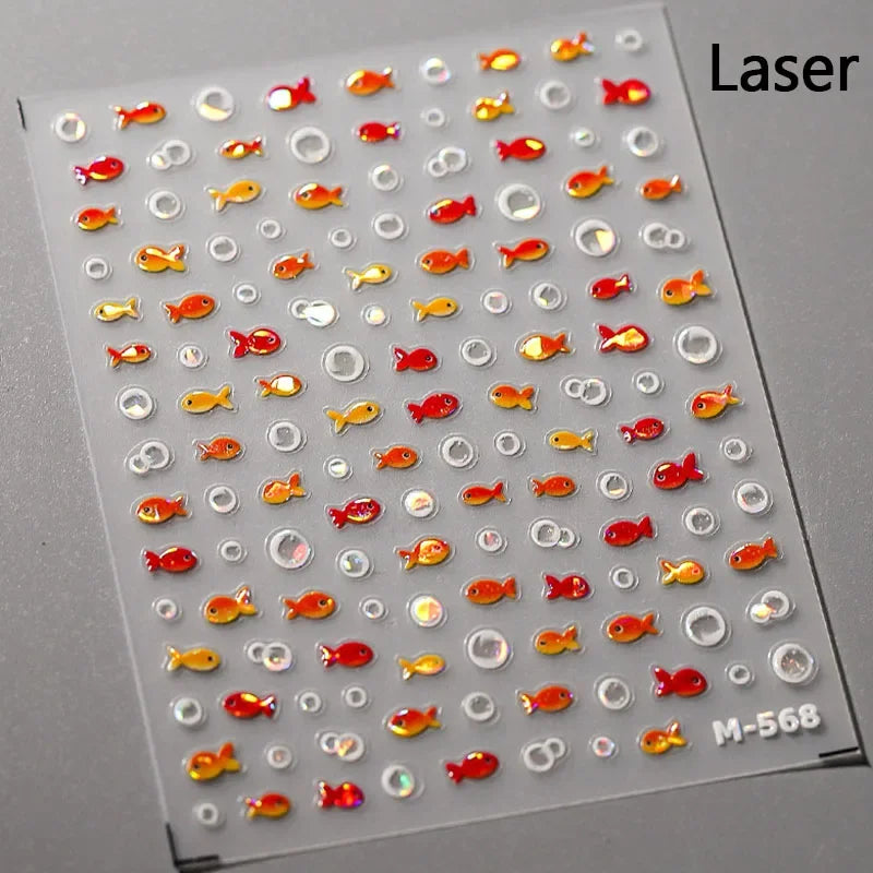 Lucky Koi Fish Nail Art Stickers - Summer Ocean Decals