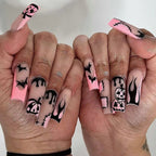 Glitter Pink Halloween Skull Ballet Press-On Nails
