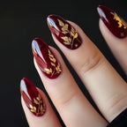 Short Green Smudge Almond Press-On Nails