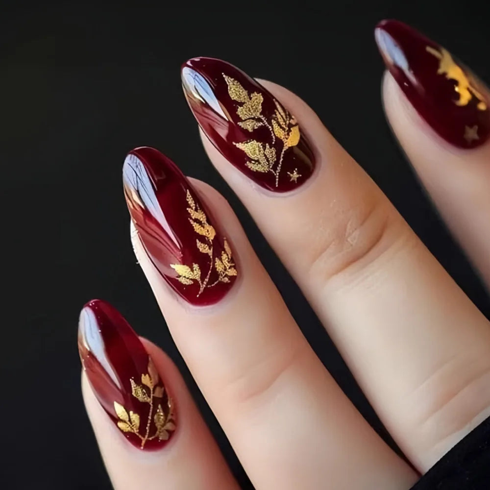 Short Green Smudge Almond Press-On Nails