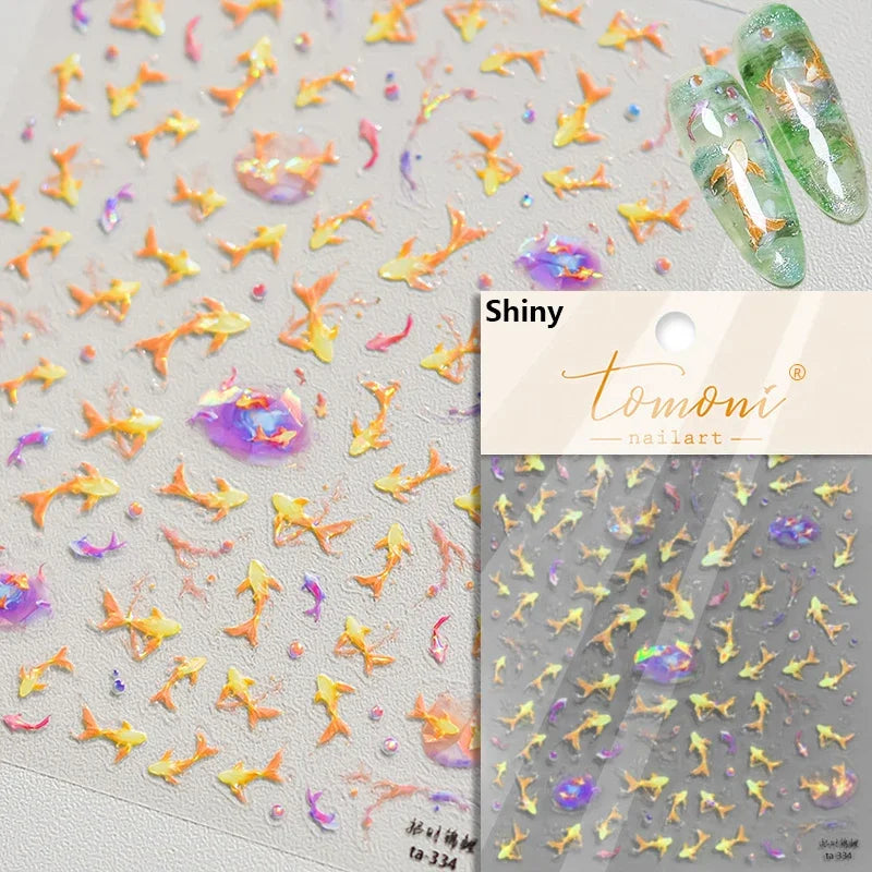 Lucky Koi Fish Nail Art Stickers - Summer Ocean Decals