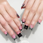 Glitter Pink Halloween Skull Ballet Press-On Nails