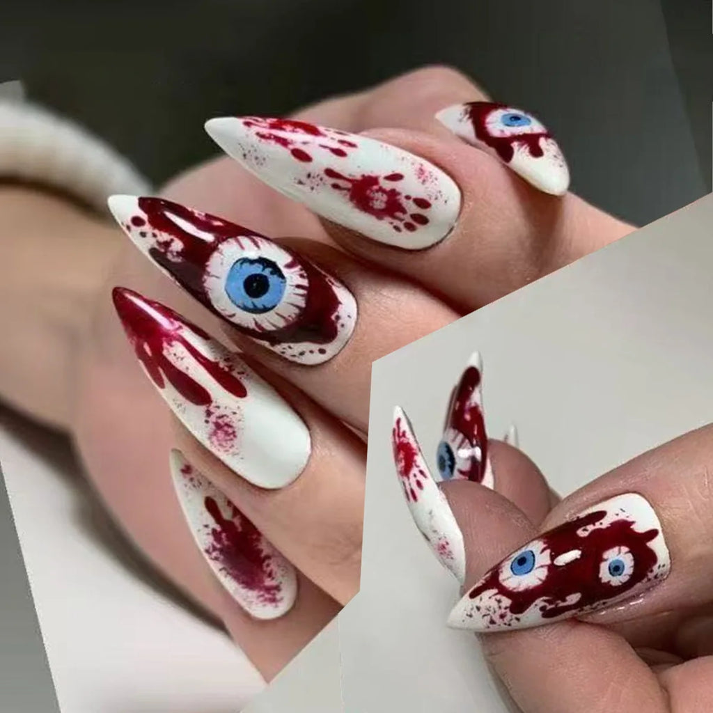Silver Spider Gothic Punk Almond Press-On Nails