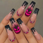 Glitter Pink Halloween Skull Ballet Press-On Nails