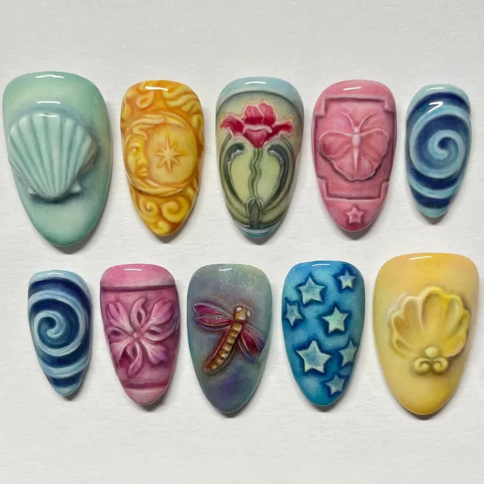 Dark Gothic Punk Short Almond Press-On Nails