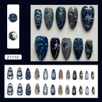 Short Red Star Almond Press-On Nails