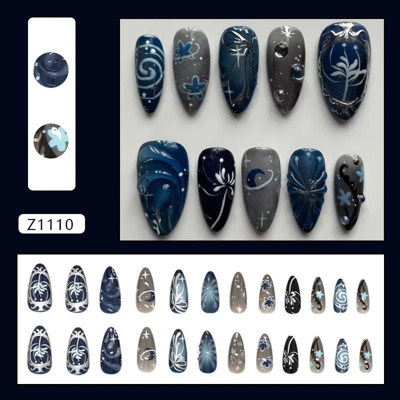 Short Red Star Almond Press-On Nails