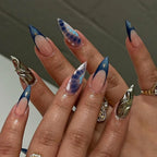 Punk Metallic Stiletto Press-On Nails with Stars