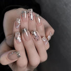 Cat Eye Leopard Ballet Press-On Nails with Rhinestones
