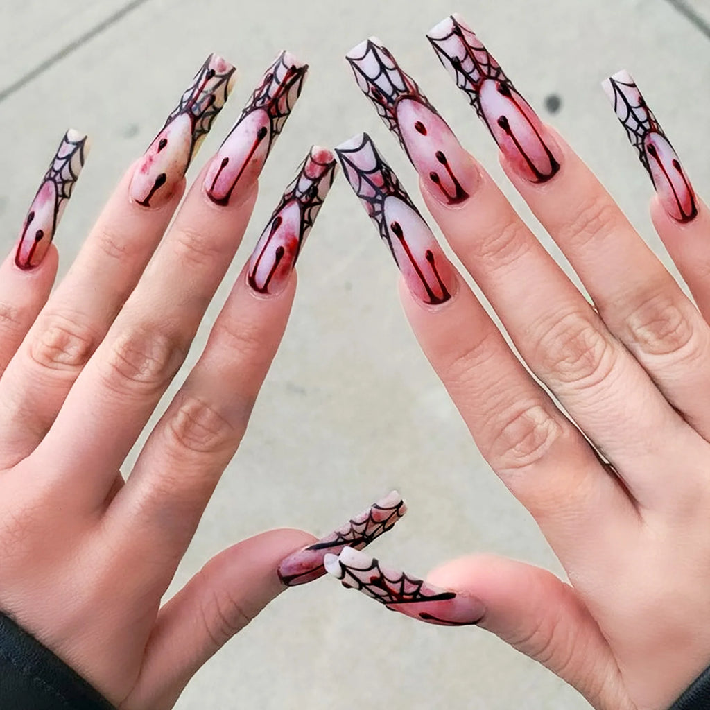 Glitter Pink Halloween Skull Ballet Press-On Nails