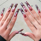 Glitter Pink Halloween Skull Ballet Press-On Nails
