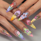 Colorful Flower Stiletto Press-On Nails