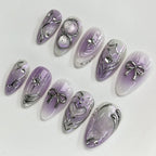 Short Red Star Almond Press-On Nails