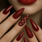 Short Green Smudge Almond Press-On Nails