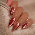 Autumn Orange Cat Eye Almond Press-On Nails