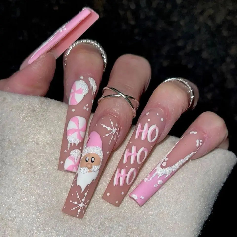 Glitter Pink Halloween Skull Ballet Press-On Nails