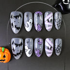 Silver Spider Gothic Punk Almond Press-On Nails